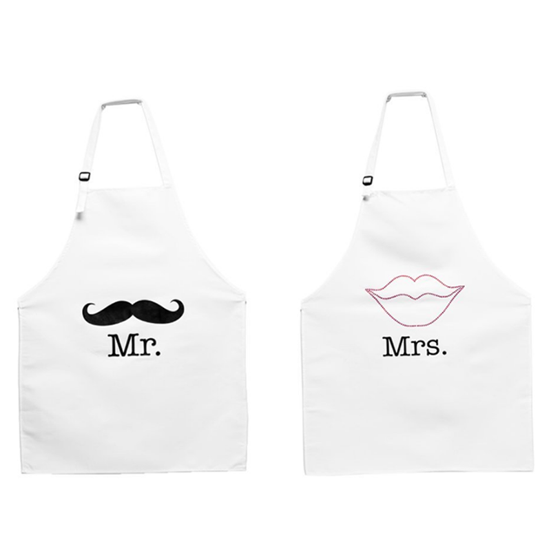 Kiss And Beard White His And Hers Aprons For Kitchen