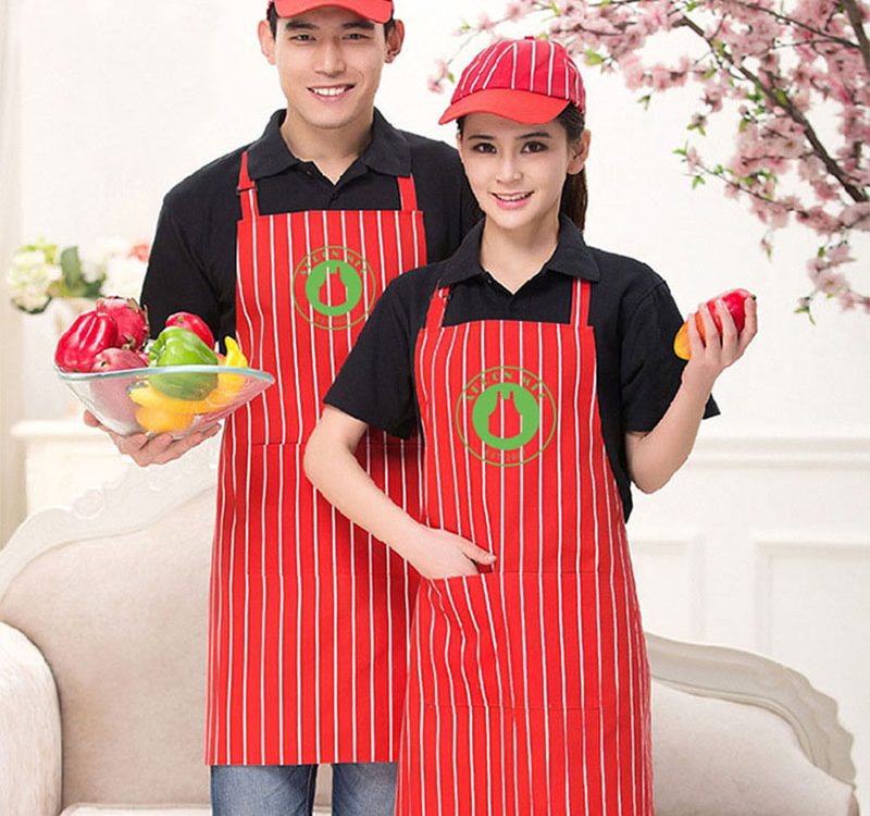 red stripe apron