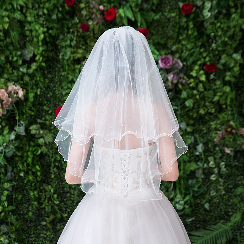 Short Tulle 2 Layer White Wedding Veil